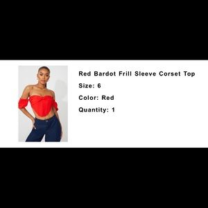 Red bardot corset top